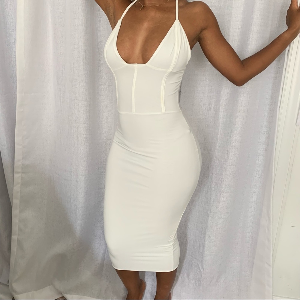 Shape Ivory Slinky Panelled Midi